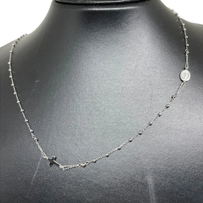Chapelet ras du cou en or blanc 18 carats de 50 cm