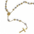 Rosario girocollo in oro giallo 18Kt con sfere satinate bicolore 60cm
