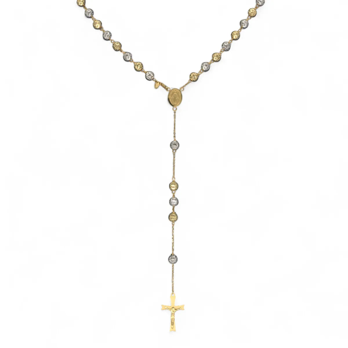 Rosenkranz-Halskette aus 18 Karat Gelbgold mit großen satinierten Kugeln