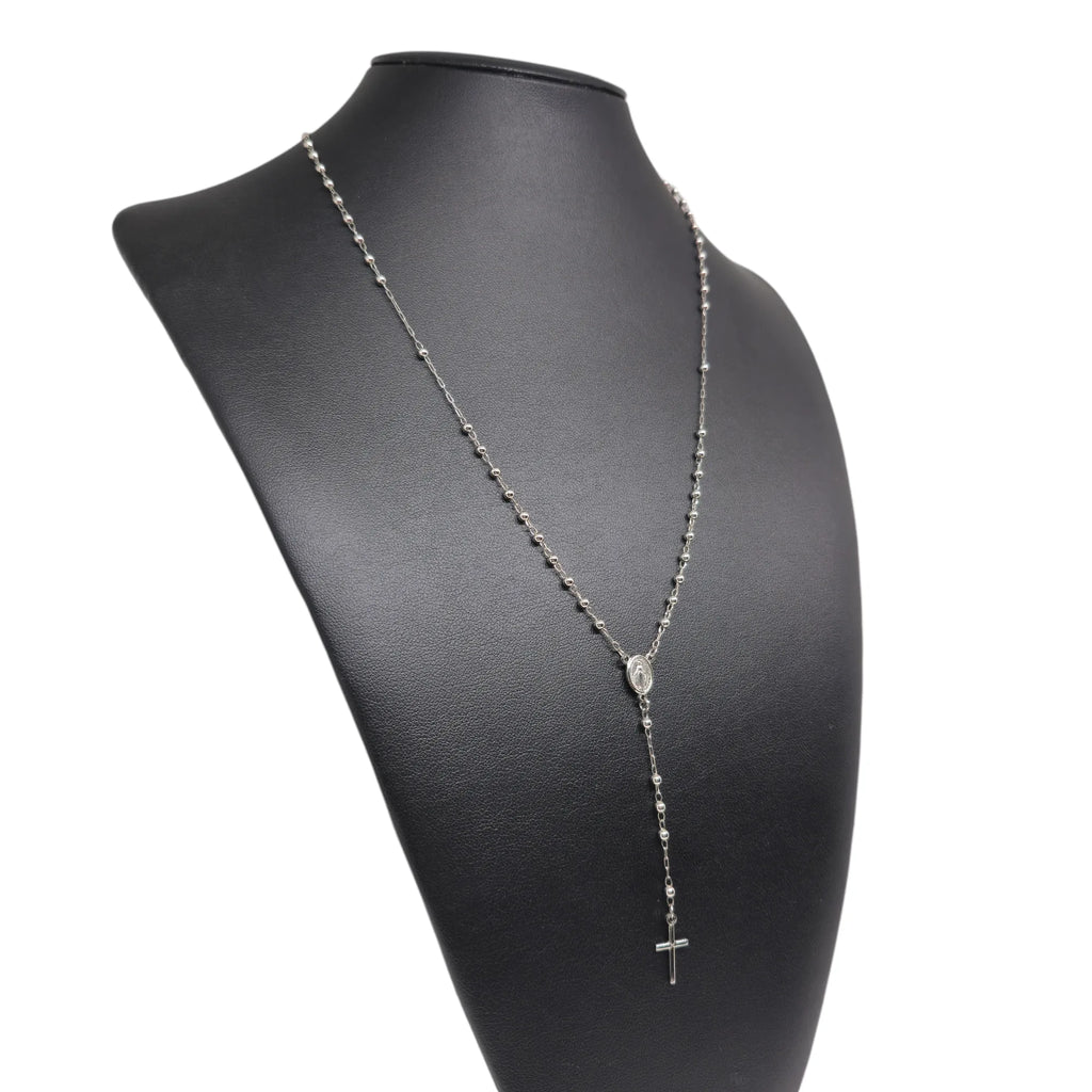 Rosario iGold Uomo in Oro Bianco 9KT da 50cm