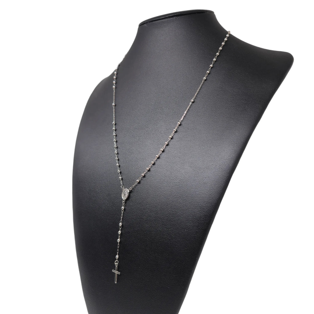 Rosario iGold Uomo in Oro Bianco 9KT da 50cm