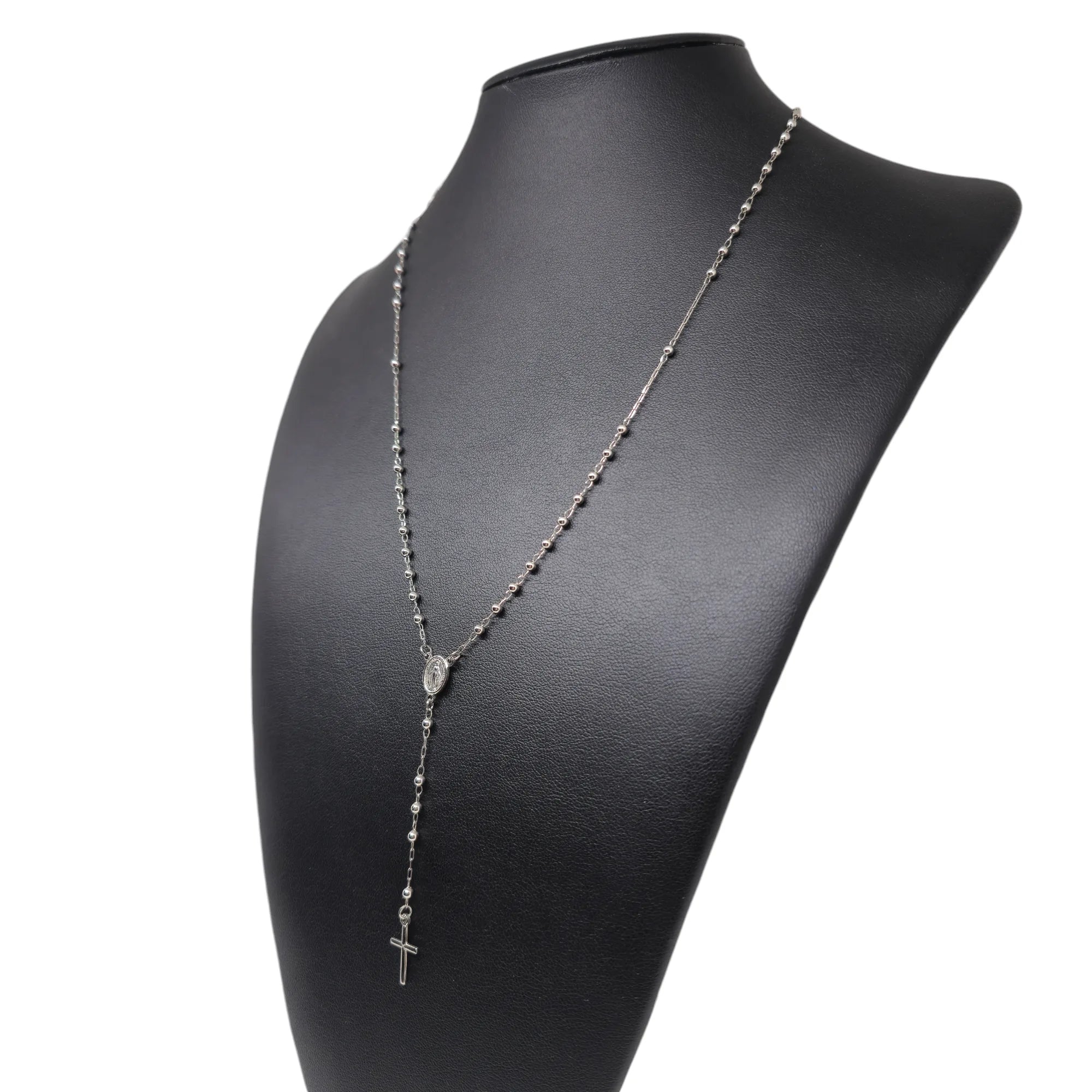 Rosario iGold Uomo in Oro Bianco 9KT da 50cm
