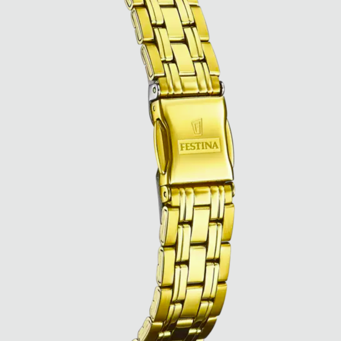 FESTINA CLASSICS UHR F20514/3 MIT EDELSTAHLARMBAND IN CHAMPAGNERFARBE, DAMEN.