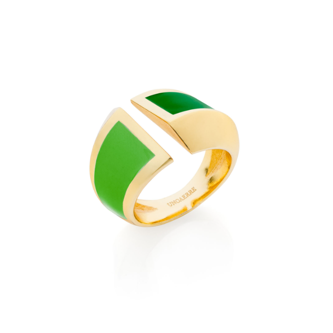 Anello a fascia con smalto verde 2294