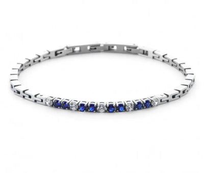 4US Cesare Paciotti Herren Tennisarmband 4UBR6982 aus Stahl mit Zirkonia - 22 cm verstellbar