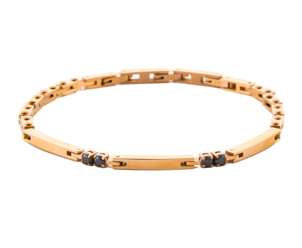 Bracciale Uomo 4US Cesare Paciotti in Acciaio Rosè con Zirconi Neri - Misura Regolabile