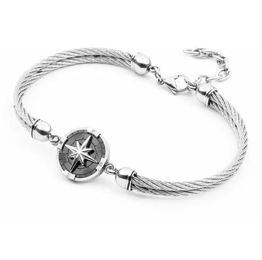 Bracciale Uomo 4US Cesare Paciotti 4UBR4074 in Acciaio con Simbolo Rosa dei Venti