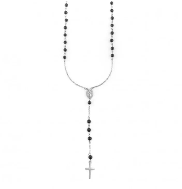 Herren-Rosenkranzkette aus Stahl mit Halbedelsteinen 4UCL7358
