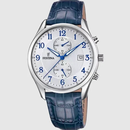 Orologio Festina Timeless Chronograph F6855/A - Eleganza e Funzionalità con Cinturino in Pelle Azzurro