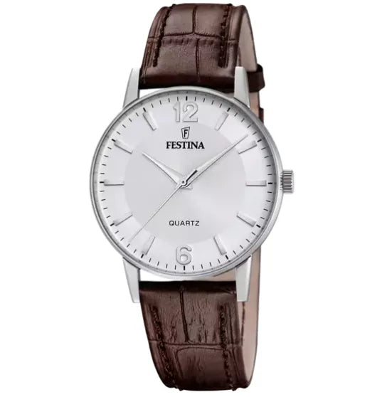 Festina Uhr F20690/2 - Dezente Eleganz mit braunem Lederarmband