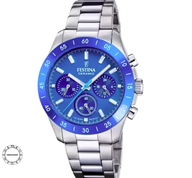 Festina F20693/4 Uhr – Sommerliche Eleganz mit blauem Zifferblatt und Keramik-Stahl-Gehäuse
