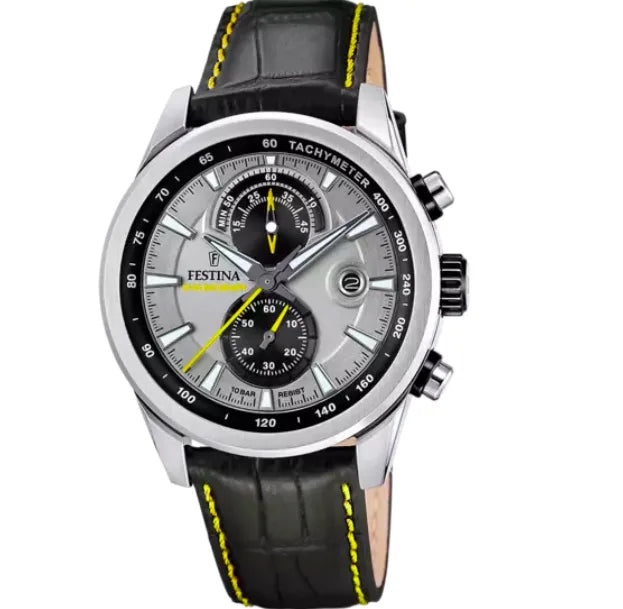 Festina Timeless Chronograph F20695/4 Herrenuhr mit Lederarmband, Edelstahl und raffiniertem Design