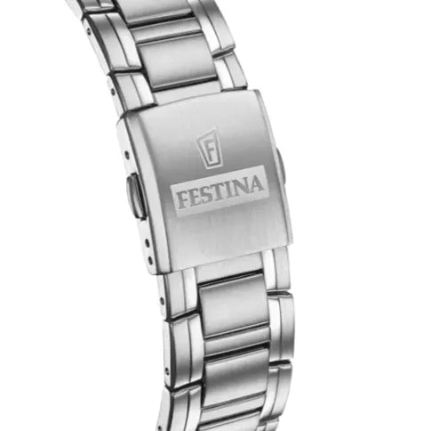 Orologio Festina Timeless Chronograph F20704/3 con quadrante nero e cinturino in acciaio inossidabile