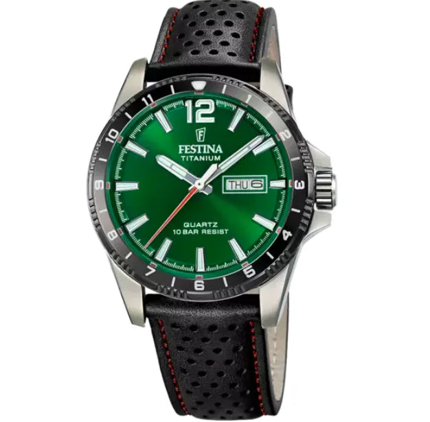 Orologio Festina Titanium F20699/3 Verde con Cinturino in Pelle, Uomo