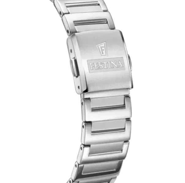 Orologio Festina F20679/1 Silver Donna, cassa rettangolare e cinturino in acciaio.