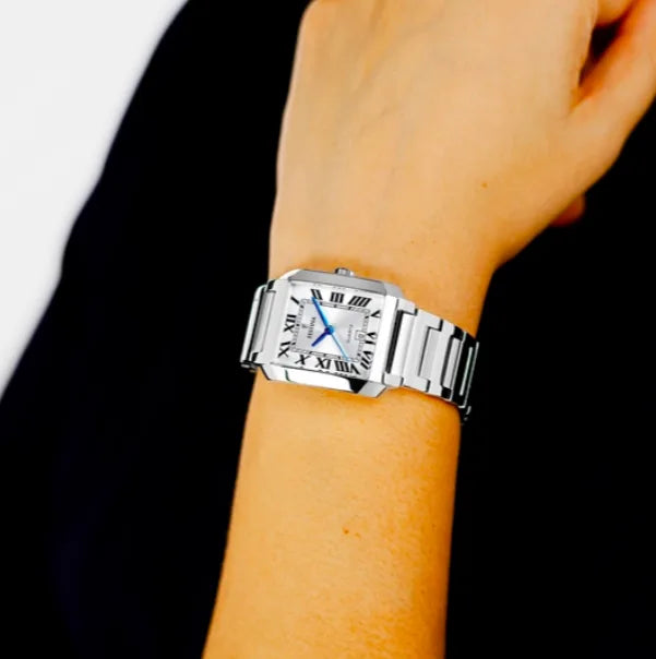 Orologio Festina F20679/1 Silver Donna, cassa rettangolare e cinturino in acciaio.