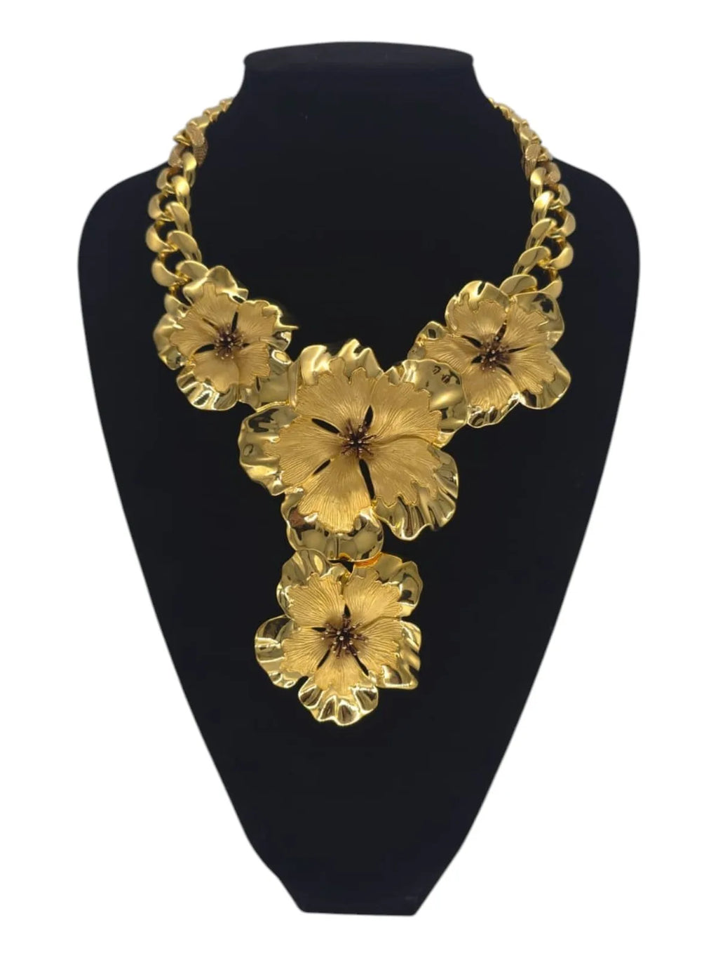 Set fiore grande in oro giallo 18 carati
