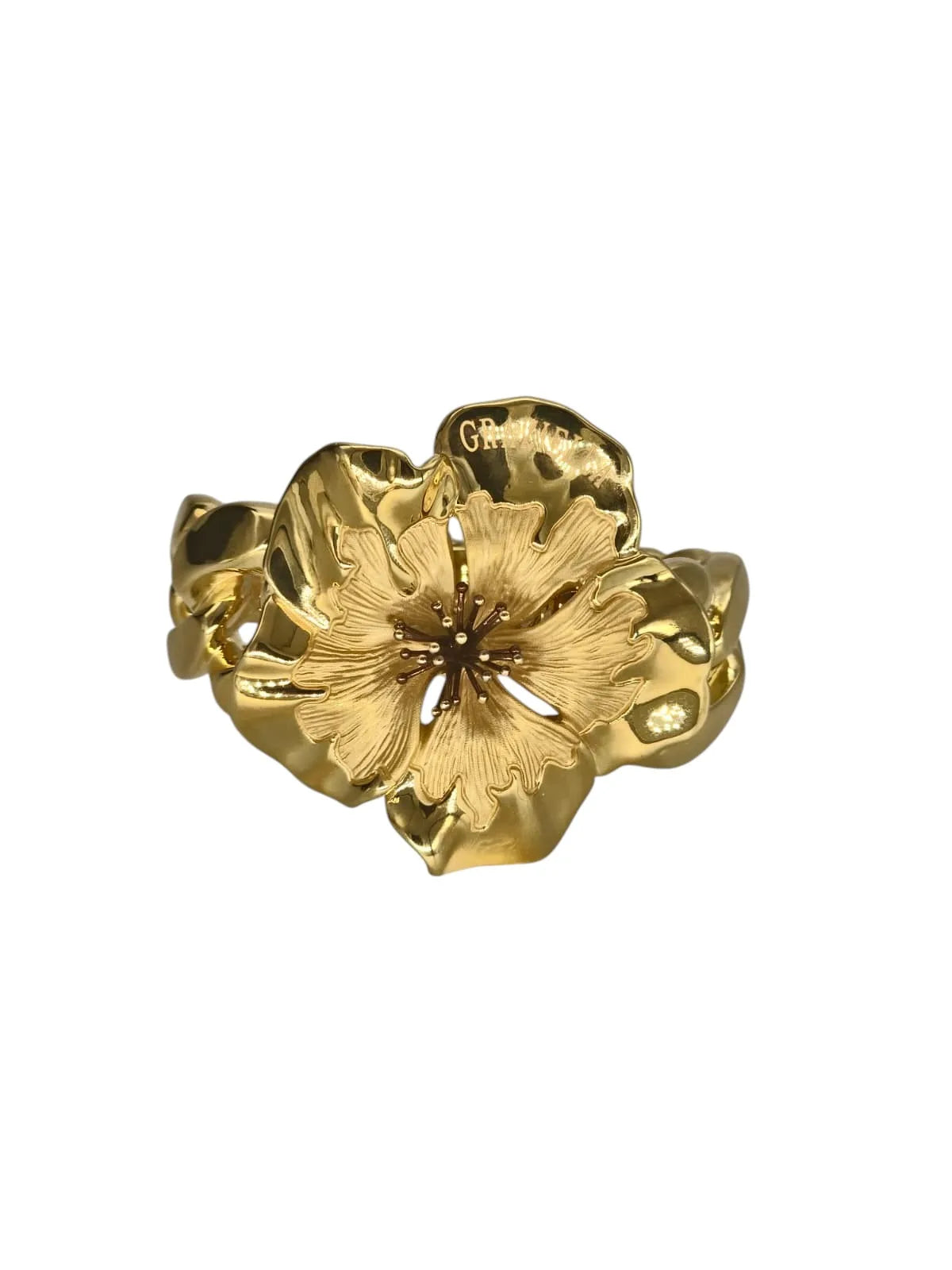 Set fiore grande in oro giallo 18 carati