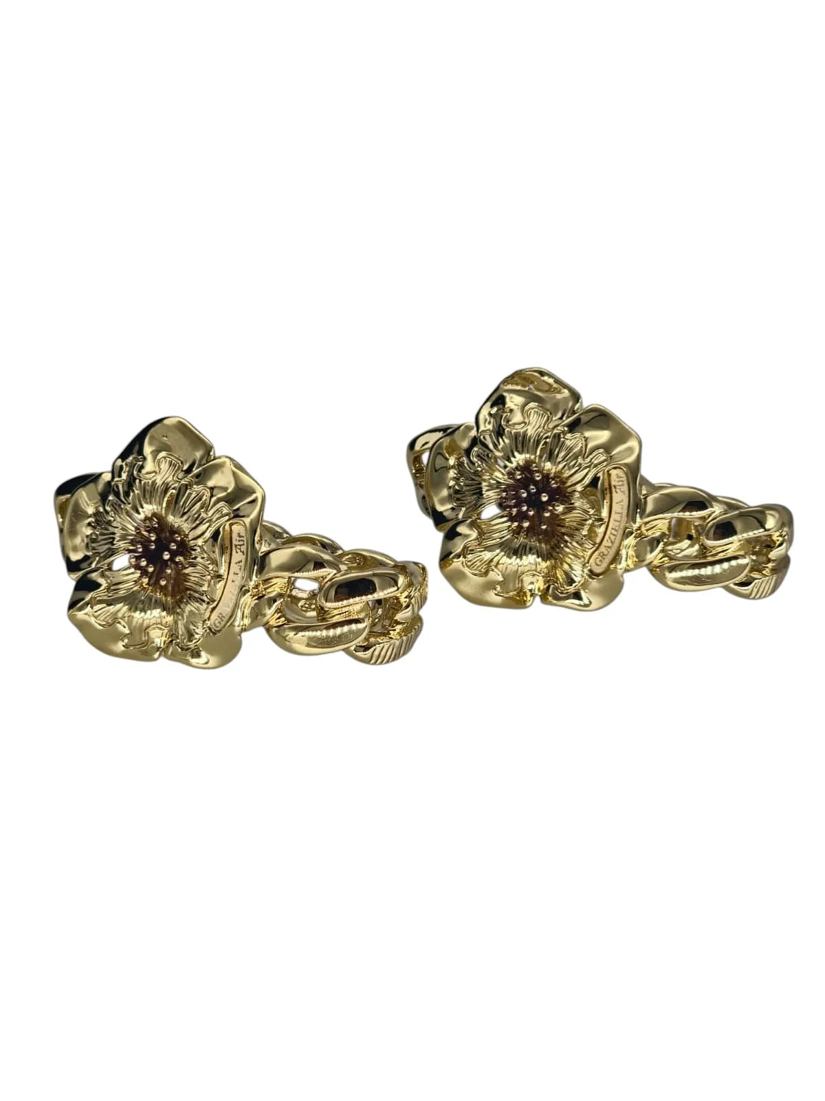 Set fiore grande in oro giallo 18 carati