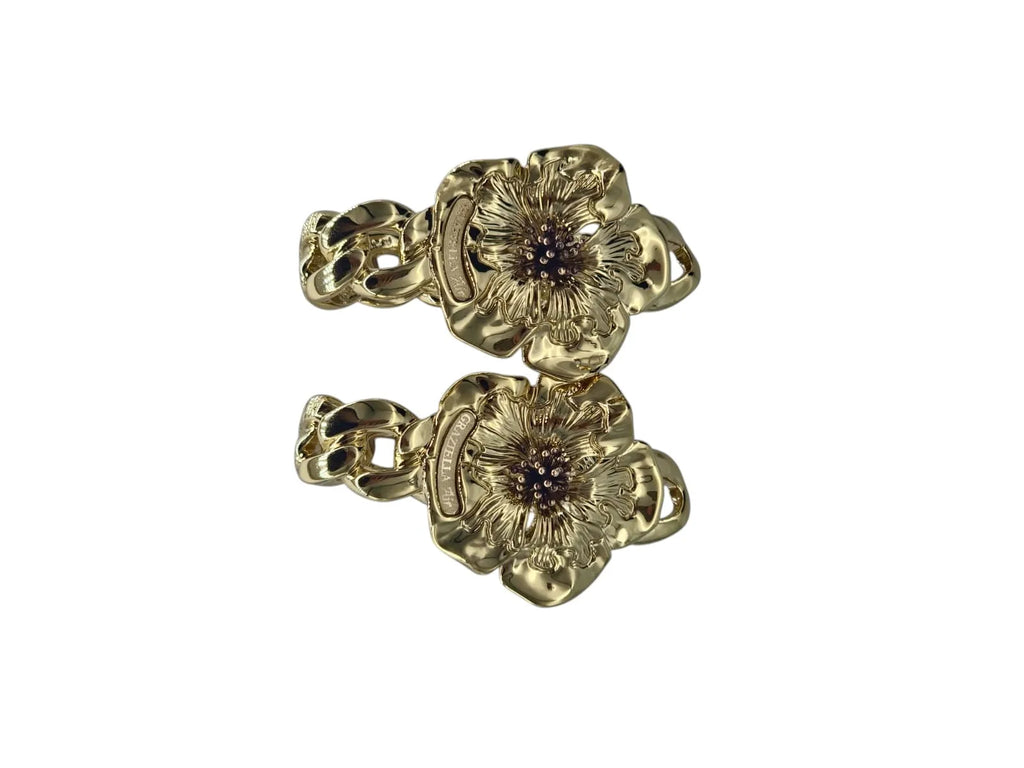 Set fiore grande in oro giallo 18 carati