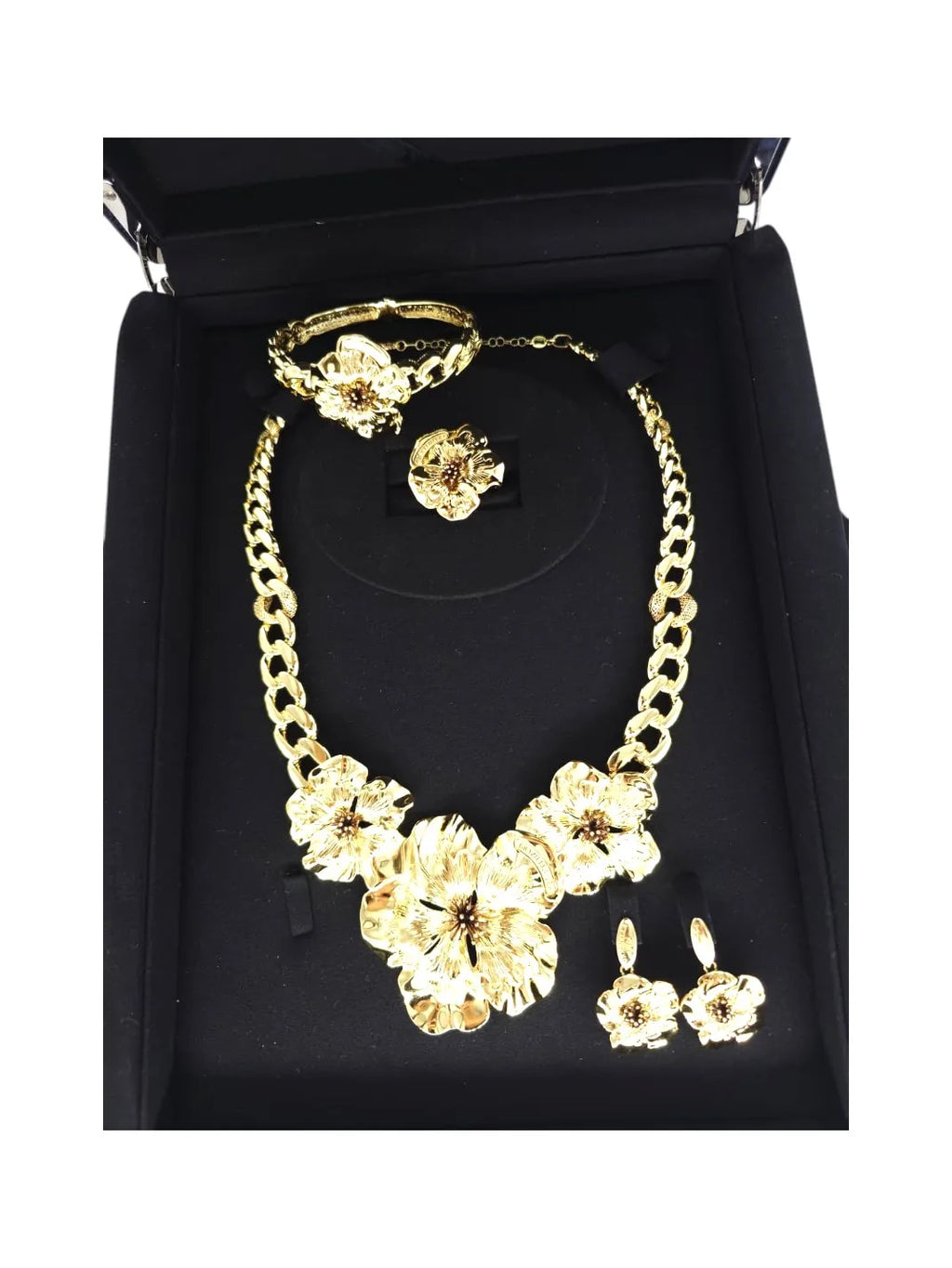 Set fiore piccolo in oro giallo 18 carati