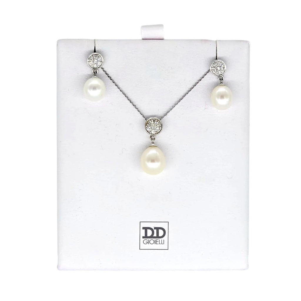 Set gioielli donna in oro bianco perle e diamanti - acquistabile separatamente