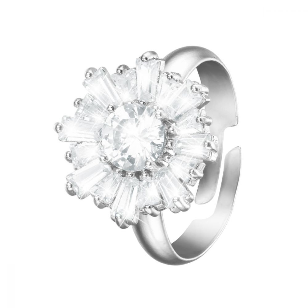 Stroili anello donna regolabile metallo rodiato e cristalli 1680400