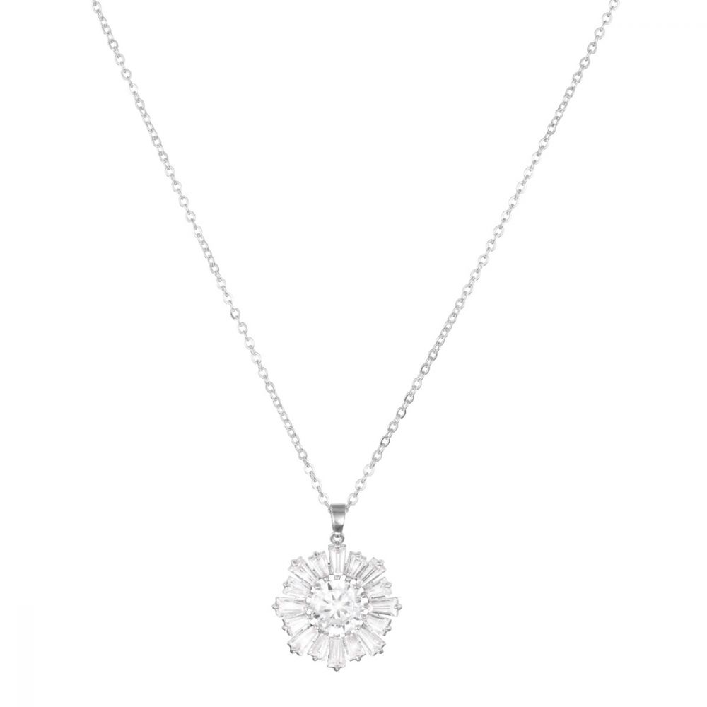 Stroili Damen Halskette, rhodiniertes Metall mit Kristallen 1680388
