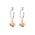 Stroili orecchini donna cerchio acciaio quadrifoglio rosè e cristalli lady chic 1680349