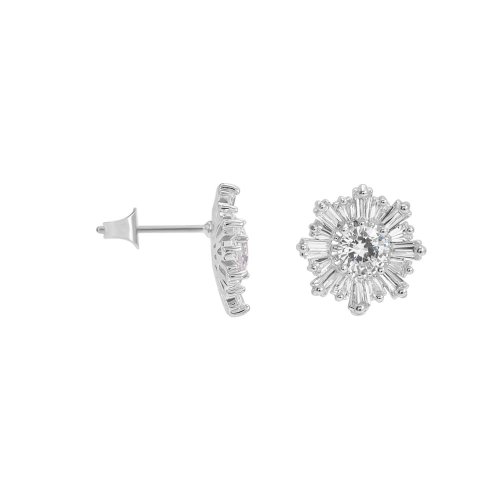 Stroili Damen-Ohrstecker aus rhodiniertem Metall mit Kristallen 1680398