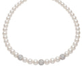 Collana perle Kioto con 3 sfere swarowski