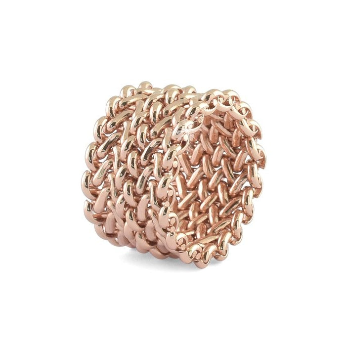 Unoaerre anello donna a fascia con catena "chicco di riso" 1602 in bronzo rosè