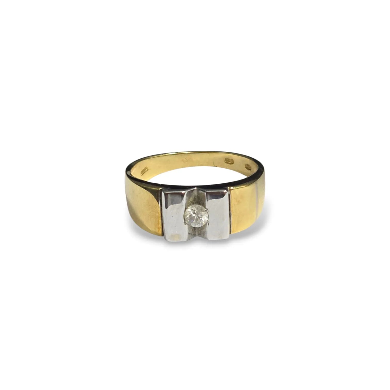 Anello uomo in oro giallo 18kt con zircone
