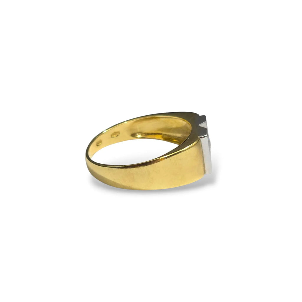 Anello uomo in oro giallo 18kt con zircone