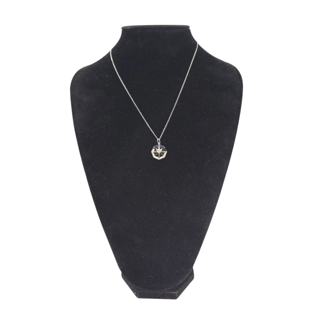Herrenhalskette aus Weißgold mit Windrose und Diamant