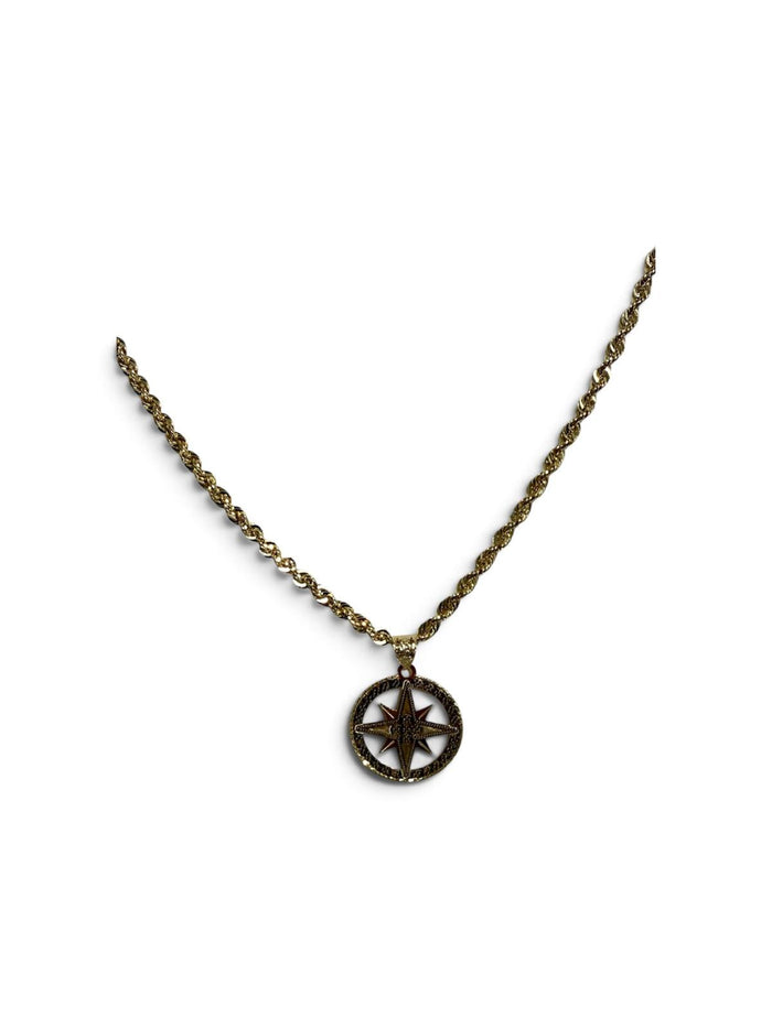 Collana funetta con ciondolo rosa dei venti