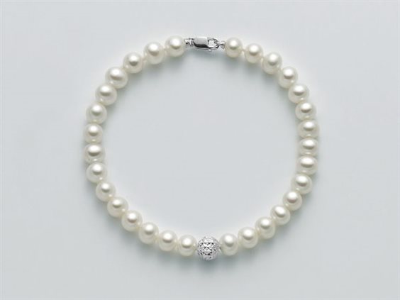 Yukiko bracciale perle bianche e diamantata pbr3047y