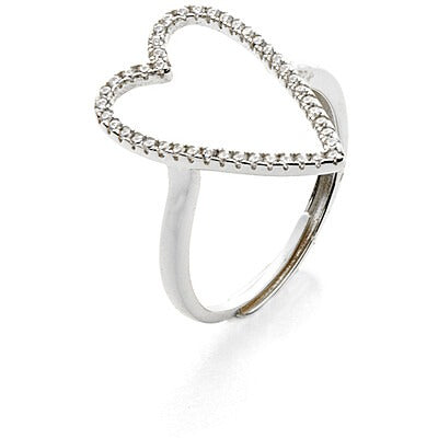 Anello donna in argento con cuore e zirconi bianchi gioielli 4US Cesare Paciotti 4uan5777w