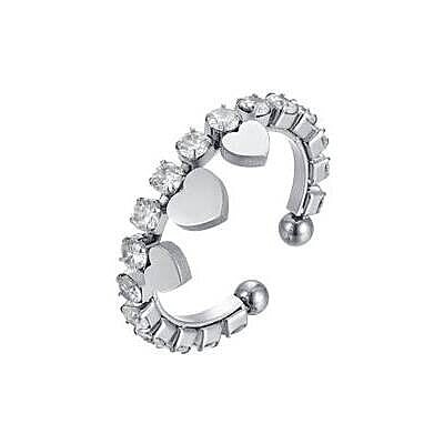 Anello donna regolabile con zirconi e cuori gioielli Luca Barra Summer ANK470
