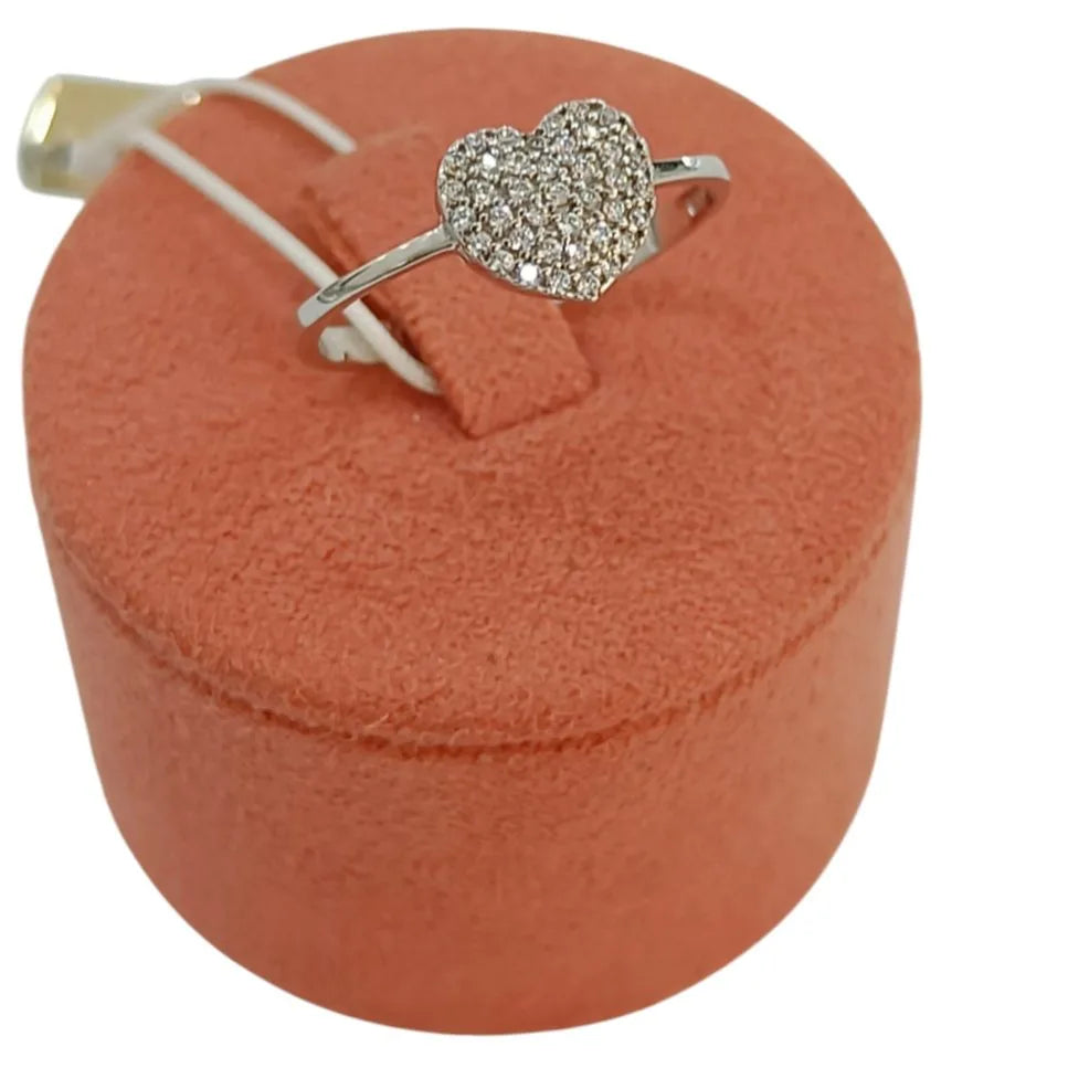 Anello donna con cuore zirconato in oro bianco 9kt Igold