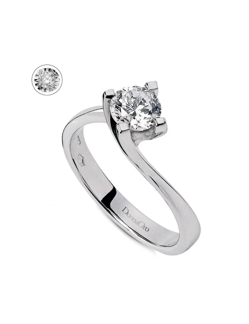 Anello solitario Donnaoro in oro bianco e diamanti dkas8785.s020