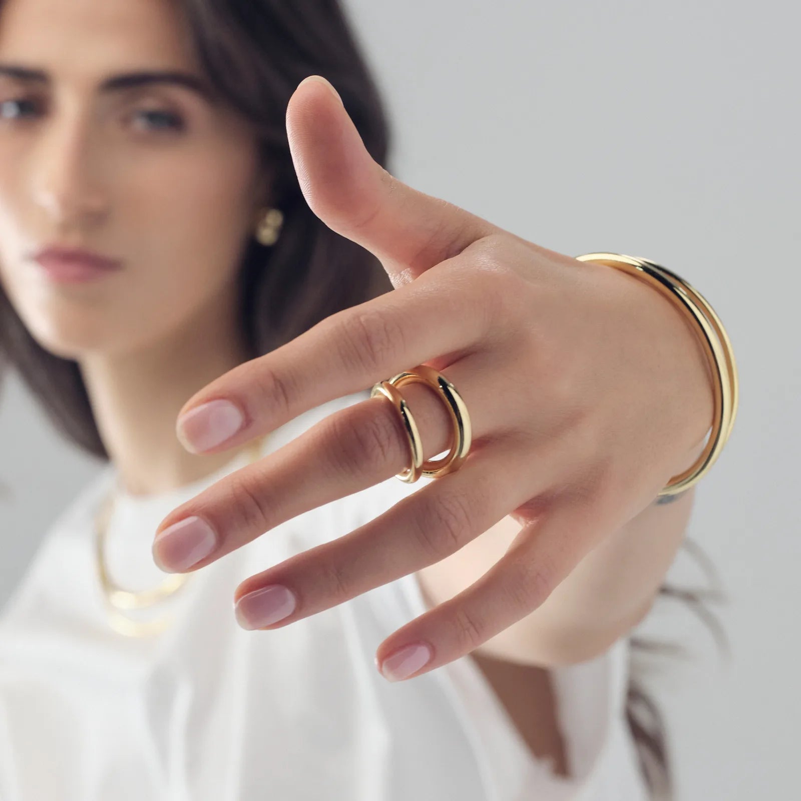 Anello Unoaerre donna in bronzo dorato Line 2633