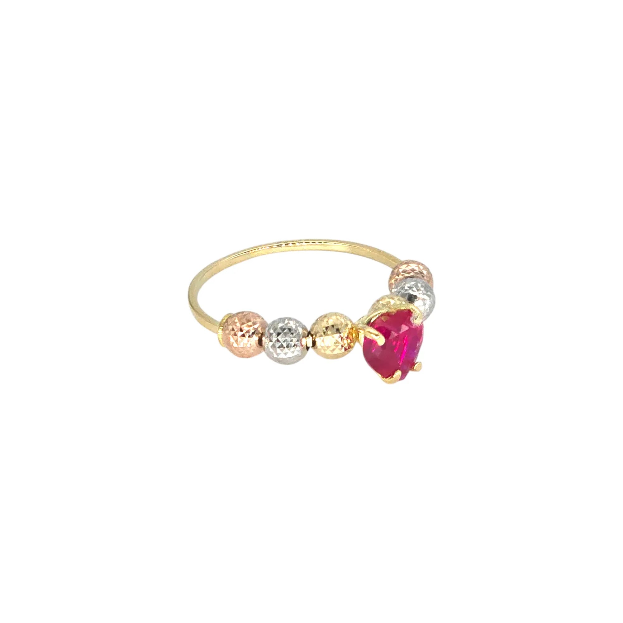 Anello sfere in Oro 18kt Pietra rossa a forma di cuore