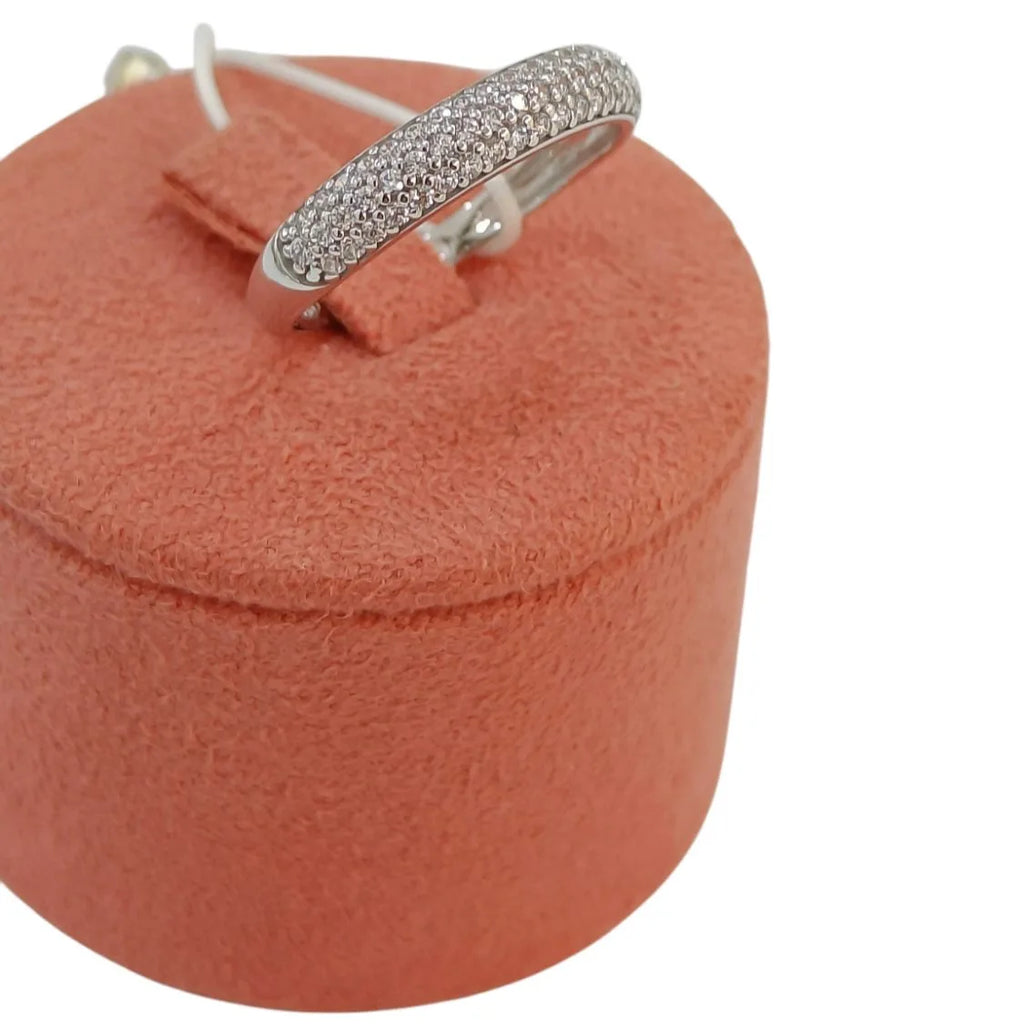 Anello donna a fascia pavè in oro bianco 9kt con zirconi bianchi Igold