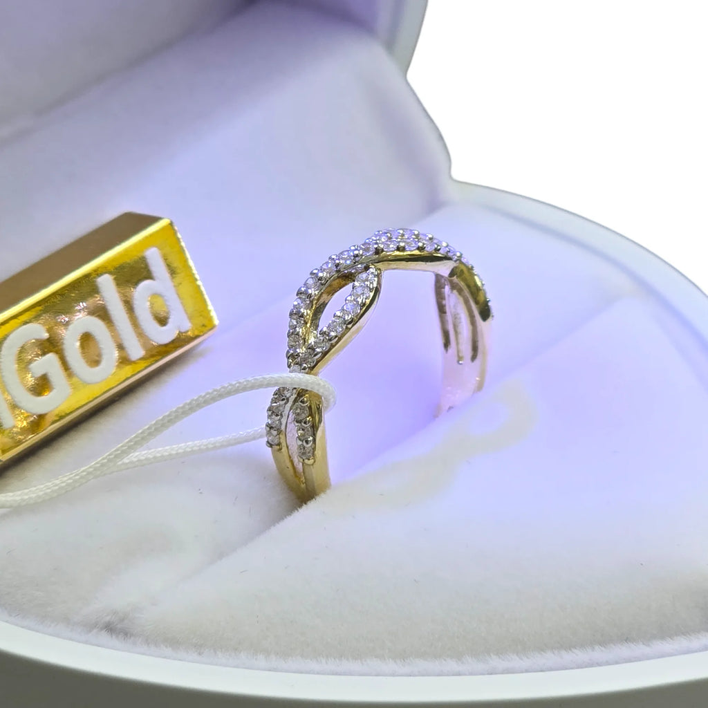 Anello donna oro giallo 9 carati con zirconi bianchi Igold