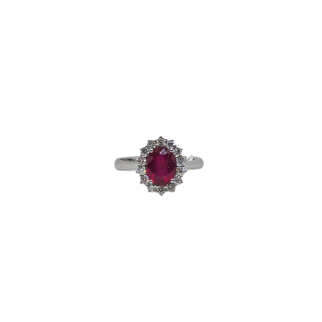 Damenring PG Schmuck aus Weißgold, Diamanten und Rubin ANELEGANCE/4R