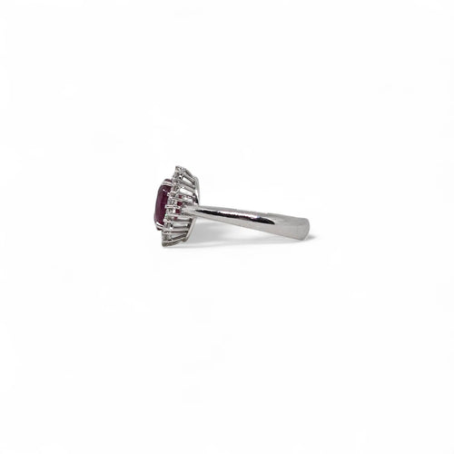 Anello donna PG gioielli in oro bianco diamanti e rubino ANELEGANCE/4R