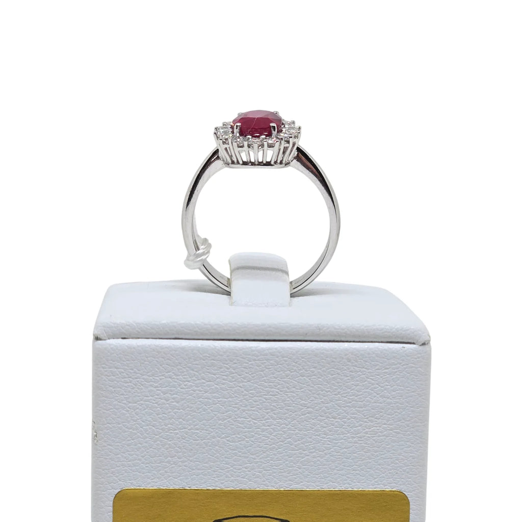 Damenring PG Schmuck aus Weißgold, Diamanten und Rubin ANELEGANCE/4R