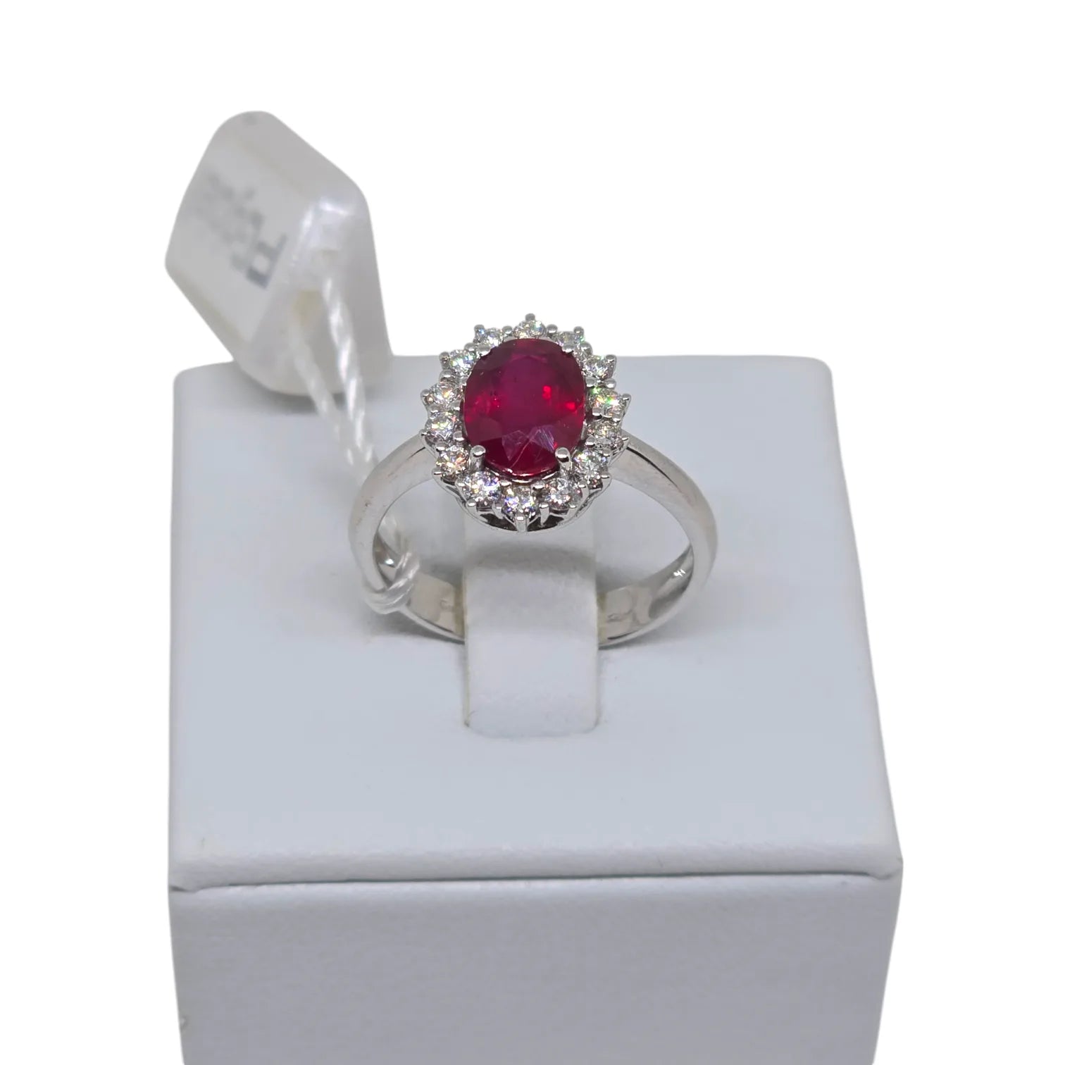 Damenring PG Schmuck aus Weißgold, Diamanten und Rubin ANELEGANCE/4R