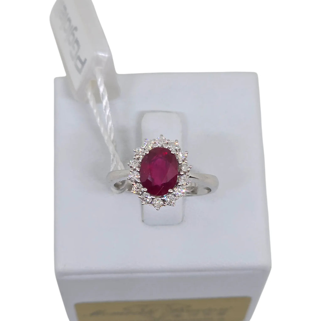 Damenring PG Schmuck aus Weißgold, Diamanten und Rubin ANELEGANCE/4R